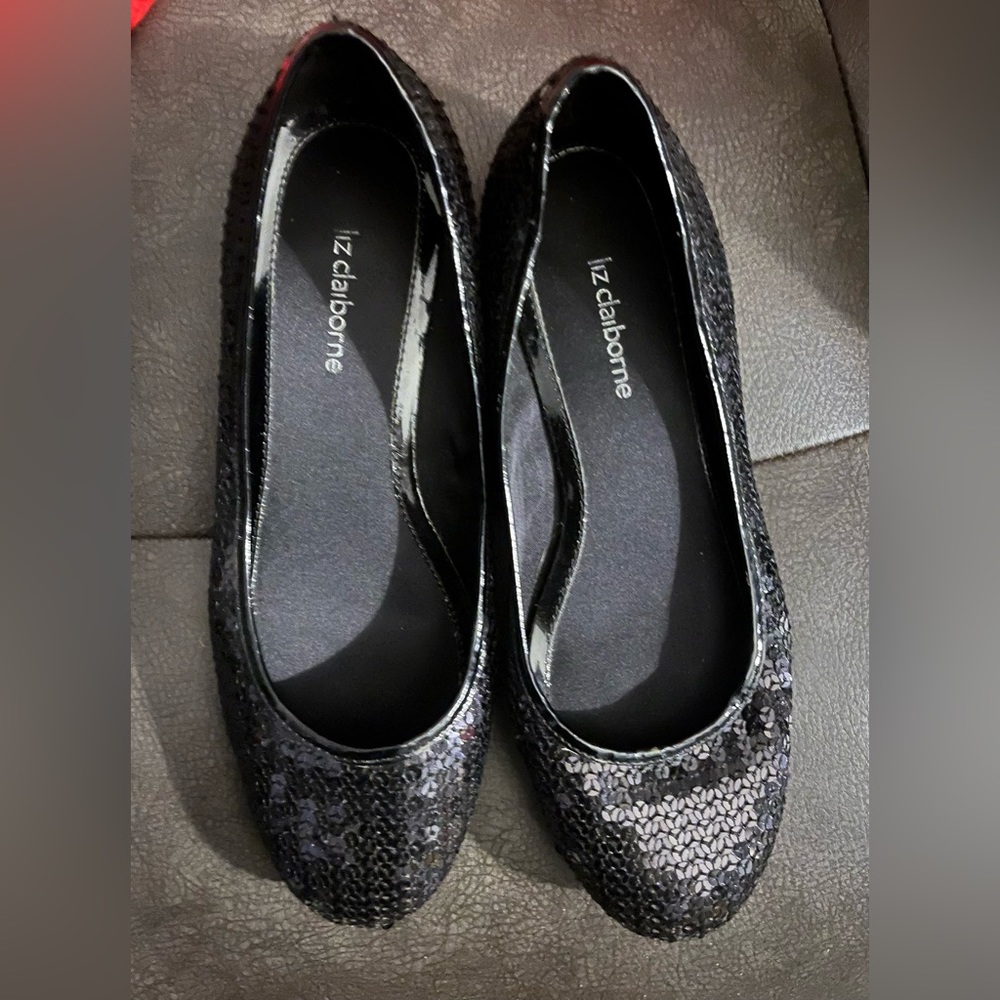 Liz Claiborne black sequin shoes  size 8